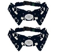 Eslifey 2 Pcs Dog Collar with Bow Tie, Adjustable Dog Formal Tuxedo Collar with Removable Shirt Collar, Cat Collars for Small Pets, Swan Couples Love Heart Lotus