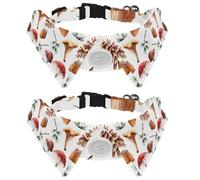 Eslifey 2 Pcs Dog Collar with Bow Tie, Adjustable Dog Formal Tuxedo Collar with Removable Shirt Collar, Cat Collars for Small Pets, Forest Mushroom Cone Pattern