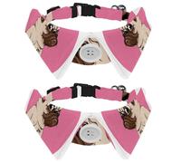 Eslifey 2 Pcs Dog Collar with Bow Tie, Adjustable Dog Formal Tuxedo Collar with Removable Shirt Collar, Cat Collars for Small Pets, Hello Pugicorn Funny Pug Dog