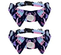 Eslifey 2 Pcs Dog Collar with Bow Tie, Adjustable Dog Formal Tuxedo Collar with Removable Shirt Collar, Cat Collars for Small Pets, Abstract Indian Elephant Feathers Leaves Pattern