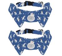 Eslifey 2 Pcs Dog Collar with Bow Tie, Adjustable Dog Formal Tuxedo Collar with Removable Shirt Collar, Cat Collars for Small Pets, Night Starry Sky Sleeping Cats Stars Pattern
