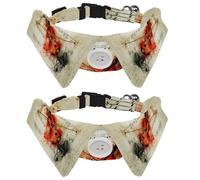 Eslifey 2 Pcs Dog Collar with Bow Tie, Adjustable Dog Formal Tuxedo Collar with Removable Shirt Collar, Cat Collars for Small Pets, Retro Violin Music Note