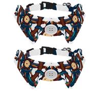 Eslifey 2 Pcs Dog Collar with Bow Tie, Adjustable Dog Formal Tuxedo Collar with Removable Shirt Collar, Cat Collars for Small Pets, Octopus Holding a Hhelm Illustration