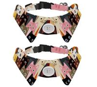 Eslifey 2 Pcs Dog Collar with Bow Tie, Adjustable Dog Formal Tuxedo Collar with Removable Shirt Collar, Cat Collars for Small Pets, Colorful Hipster Cats Pattern