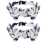 Eslifey 2 Pcs Dog Collar with Bow Tie, Adjustable Dog Formal Tuxedo Collar with Removable Shirt Collar, Cat Collars for Small Pets, Sharks Underwater Sea Fish