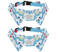 Eslifey 2 Pcs Dog Collar with Bow Tie, Adjustable Dog Formal Tuxedo Collar with Removable Shirt Collar, Cat Collars for Small Pets, Seagull Lighthouse Wheel Wave Sea Ocean Pattern