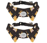 Eslifey 2 Pcs Dog Collar with Bow Tie, Adjustable Dog Formal Tuxedo Collar with Removable Shirt Collar, Cat Collars for Small Pets, Kawaii Playful Corgi Dogs Pattern