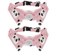 Eslifey 2 Pcs Dog Collar with Bow Tie, Adjustable Dog Formal Tuxedo Collar with Removable Shirt Collar, Cat Collars for Small Pets, Pandas Colorful Animals Love Heart Pattern