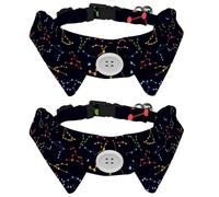 Eslifey 2 Pcs Dog Collar with Bow Tie, Adjustable Dog Formal Tuxedo Collar with Removable Shirt Collar, Cat Collars for Small Pets, Space Zodiac