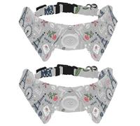 Eslifey 2 Pcs Dog Collar with Bow Tie, Adjustable Dog Formal Tuxedo Collar with Removable Shirt Collar, Cat Collars for Small Pets, Paris Eiffel Tower Observation Wheel Love Heart Pattern