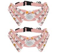 Eslifey 2 Pcs Dog Collar with Bow Tie, Adjustable Dog Formal Tuxedo Collar with Removable Shirt Collar, Cat Collars for Small Pets, Cartoon Angel Cupcake Pink