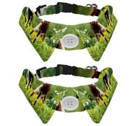 Eslifey 2 Pcs Dog Collar with Bow Tie, Adjustable Dog Formal Tuxedo Collar with Removable Shirt Collar, Cat Collars for Small Pets, Goats Playing in the Field