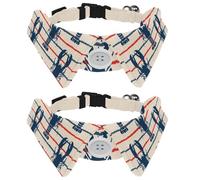 Eslifey 2 Pcs Dog Collar with Bow Tie, Adjustable Dog Formal Tuxedo Collar with Removable Shirt Collar, Cat Collars for Small Pets, Retro Seafood Marine with Lobster Pattern