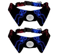 Eslifey 2 Pcs Dog Collar with Bow Tie, Adjustable Dog Formal Tuxedo Collar with Removable Shirt Collar, Cat Collars for Small Pets, Singing and Dancing Skeleton