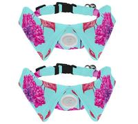 Eslifey 2 Pcs Dog Collar with Bow Tie, Adjustable Dog Formal Tuxedo Collar with Removable Shirt Collar, Cat Collars for Small Pets, Beautiful Floral Watercolor Pink Flamingos Flowers Pattern