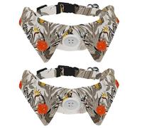 Eslifey 2 Pcs Dog Collar with Bow Tie, Adjustable Dog Formal Tuxedo Collar with Removable Shirt Collar, Cat Collars for Small Pets, Retro Butterfly Exotic Flowers