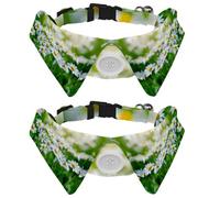 Eslifey 2 Pcs Dog Collar with Bow Tie, Adjustable Dog Formal Tuxedo Collar with Removable Shirt Collar, Cat Collars for Small Pets, Daisy in the Sun