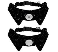Eslifey 2 Pcs Dog Collar with Bow Tie, Adjustable Dog Formal Tuxedo Collar with Removable Shirt Collar, Cat Collars for Small Pets, Zodiac Stars Doodles Pattern