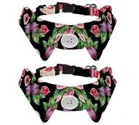 Eslifey 2 Pcs Dog Collar with Bow Tie, Adjustable Dog Formal Tuxedo Collar with Removable Shirt Collar, Cat Collars for Small Pets, Fruit Fig Leaves Pattern
