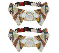 Eslifey 2 Pcs Dog Collar with Bow Tie, Adjustable Dog Formal Tuxedo Collar with Removable Shirt Collar, Cat Collars for Small Pets, Colorful Animals Parrot Bird