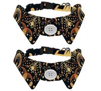 Eslifey 2 Pcs Dog Collar with Bow Tie, Adjustable Dog Formal Tuxedo Collar with Removable Shirt Collar, Cat Collars for Small Pets, Magical Astrology Moon Star