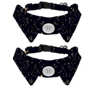 Eslifey 2 Pcs Dog Collar with Bow Tie, Adjustable Dog Formal Tuxedo Collar with Removable Shirt Collar, Cat Collars for Small Pets, Zodiac Gold Stars