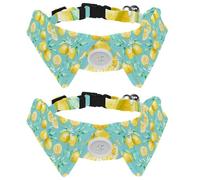 Eslifey 2 PCS Dog Collar with Bowtie and Bell, Citrus Fruit Yellow Lemon Pattern Adjustable Lapel Design Cat Bow Tie Collar for Small Pets