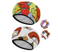 Eslifey 2 Pieces Reusable Shower Cap with Hair Scrunchies for Women, Waterproof Elastic Bath Hair Hat for Long Hair, Funny Doodle Monsters Pattern