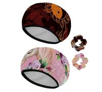 Eslifey 2 Pieces Reusable Shower Cap with Hair Scrunchies for Women, Waterproof Elastic Bath Hair Hat for Long Hair, Chinese Element Tai Chi Dragon