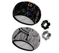 Eslifey 2 Pieces Reusable Shower Cap with Hair Scrunchies for Women, Waterproof Elastic Bath Hair Hat for Long Hair, Math Geometrical Plots Equation Calculations