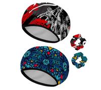 Eslifey 2 Pieces Reusable Shower Cap with Hair Scrunchies for Women, Waterproof Elastic Bath Hair Hat for Long Hair, Bonjour Paris Eiffel Tower and Lips Abstract Pattern