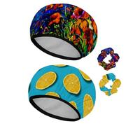 Eslifey 2 Pieces Reusable Shower Cap with Hair Scrunchies for Women, Waterproof Elastic Bath Hair Hat for Long Hair, Poppy Field Beautiful Sky Tree Oil Painting