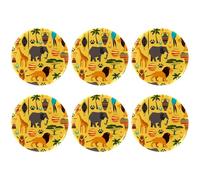Eslifey 6 Pcs 2.2 Inch Button Badges with Pin, Africa Forest Animal Elephant Giraffe Round Craft Buttons for Craft Supplies, DIY Badges Pins, School Projects