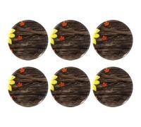 Eslifey 6 Pcs 2.2 Inch Button Badges with Pin, Beautiful Sunflower on Brown Wooden Texture Round Craft Buttons for Craft Supplies, DIY Badges Pins, School Projects