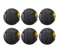 Eslifey 6 Pcs 2.2 Inch Button Badges with Pin, Beautiful Sunflower on Dark Grey Wooden Texture Round Craft Buttons for Craft Supplies, DIY Badges Pins, School Projects