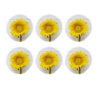 Eslifey 6 Pcs 2.2 Inch Button Badges with Pin, Beautiful Sunflower on White Wooden Texture Table Round Craft Buttons for Craft Supplies, DIY Badges Pins, School Projects
