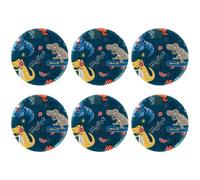 Eslifey 6 Pcs 2.2 Inch Button Badges with Pin, Cartoon Dinosaur Love Music Notes Round Craft Buttons for Craft Supplies, DIY Badges Pins, School Projects