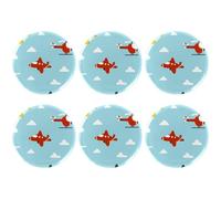 Eslifey 6 Pcs 2.2 Inch Button Badges with Pin, Cartoon Helicopter Airplane Pattern Round Craft Buttons for Craft Supplies, DIY Badges Pins, School Projects