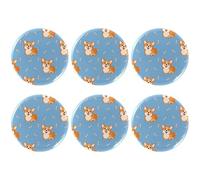 Eslifey 6 Pcs 2.2 Inch Button Badges with Pin, Cute Animal Dogs Corgi Bones Pattern Round Craft Buttons for Craft Supplies, DIY Badges Pins, School Projects