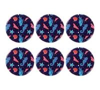 Eslifey 6 Pcs 2.2 Inch Button Badges with Pin, Cute Coral Sea Horse Shell Starfush Sea Weed Navy Round Craft Buttons for Craft Supplies, DIY Badges Pins, School Projects