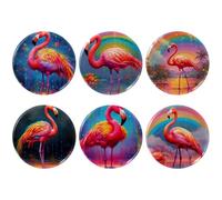 Eslifey 6 PCS 2.2 Inch Button Badges with Pin, Flamingo Rainbow Print Round Craft Buttons for Craft Supplies, DIY Badges Pins, School Projects