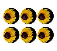 Eslifey 6 Pcs 2.2 Inch Button Badges with Pin, Floral Composition with Beautiful Sunflower Round Craft Buttons for Craft Supplies, DIY Badges Pins, School Projects