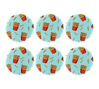Eslifey 6 Pcs 2.2 Inch Button Badges with Pin, Funny French Fries Pattern Round Craft Buttons for Craft Supplies, DIY Badges Pins, School Projects