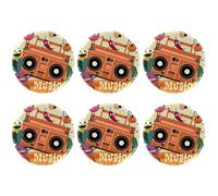 Eslifey 6 Pcs 2.2 Inch Button Badges with Pin, Funny Vegetables Music Party Notes Round Craft Buttons for Craft Supplies, DIY Badges Pins, School Projects