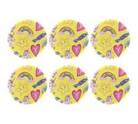 Eslifey 6 Pcs 2.2 Inch Button Badges with Pin, Shy Unicorn Rainbow Stars Heart Candy Yellow Round Craft Buttons for Craft Supplies, DIY Badges Pins, School Projects