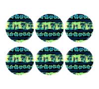 Eslifey 6 Pcs 2.2 Inch Button Badges with Pin, Tropical Green Sunrise Landscape Round Craft Buttons for Craft Supplies, DIY Badges Pins, School Projects