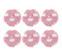 Eslifey 6 Pcs 2.2 Inch Button Badges with Pin, White Crown Swan Green Leaves Pink Round Craft Buttons for Craft Supplies, DIY Badges Pins, School Projects