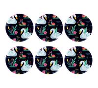 Eslifey 6 Pcs 2.2 Inch Button Badges with Pin, White Swan Colourful Flowers Round Craft Buttons for Craft Supplies, DIY Badges Pins, School Projects