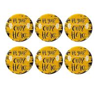 Eslifey 6 Pcs 2.2 Inch Button Badges with Pin, Yellow Quote Be Your Owe Hero Round Craft Buttons for Craft Supplies, DIY Badges Pins, School Projects