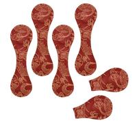 Eslifey 6 Pieces Magnetic Bookmarks, Chinese Dragons Fighting Gold in Red Background Pattern Page Markers Leather Book Mark Book Accessories for Students Teachers Reading